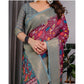 Precious Women's Linen Printed Saree With Blouse Piece