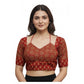 Trendy Women's Ajrakh Cotton Printed Sweetheart Padded Blouse (Red 38 Ready, Self Alterable 36 to 40)