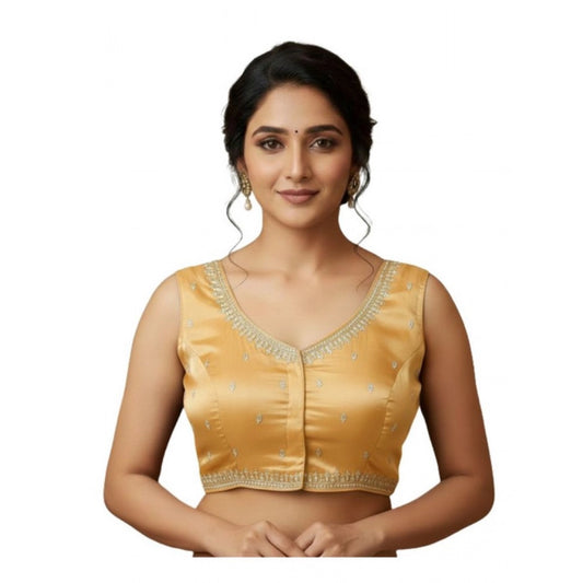 Graceful Women's Zimmi Choo Sequin Work V-Neck Padded Blouse (Beige 38 Ready, Self Alterable 36 to 40)