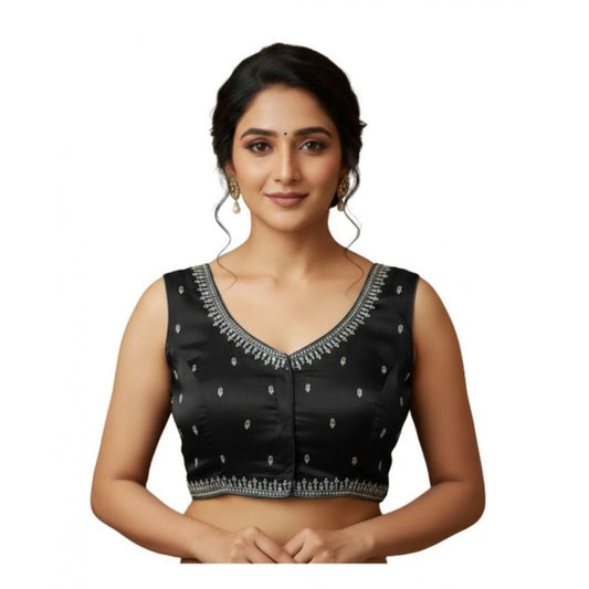 Graceful Women's Zimmi Choo Sequin Work V-Neck Padded Blouse (Black 38 Ready, Self Alterable 36 to 40)