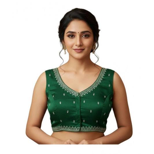 Graceful Women's Zimmi Choo Sequin Work V-Neck Padded Blouse (Green 38 Ready, Self Alterable 36 to 40)