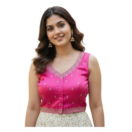 Graceful Women's Zimmi Choo Sequin Work V-Neck Padded Blouse (Pink 38 Ready, Self Alterable 36 to 40)