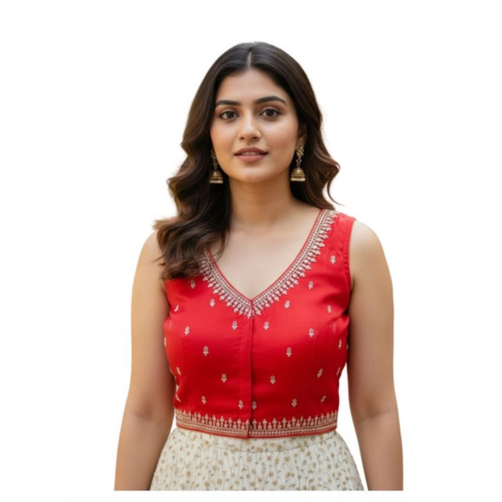 Graceful Women's Zimmi Choo Sequin Work V-Neck Padded Blouse (Red 38 Ready, Self Alterable 36 to 40)