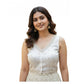 Graceful Women's Zimmi Choo Sequin Work V-Neck Padded Blouse (White 38 Ready, Self Alterable 36 to 40)