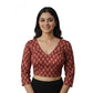 Wonderful Women's Ajrakh Cotton Printed Halter Neck Padded Blouse (Maroon 38 Ready, Self Alterable 36 to 40)