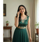 Wonderful Women's Zimmi Choo Embroidered V-Neck Padded Blouse (Green 38 Ready, Self Alterable 36 to 40)