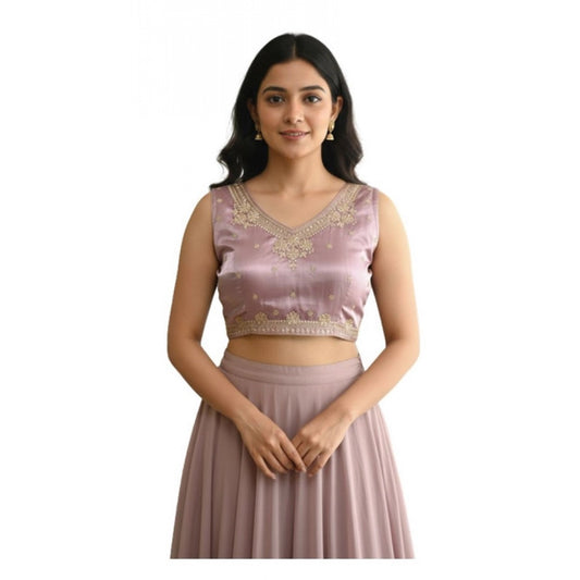 Wonderful Women's Zimmi Choo Embroidered V-Neck Padded Blouse (Lavender 38 Ready, Self Alterable 36 to 40)