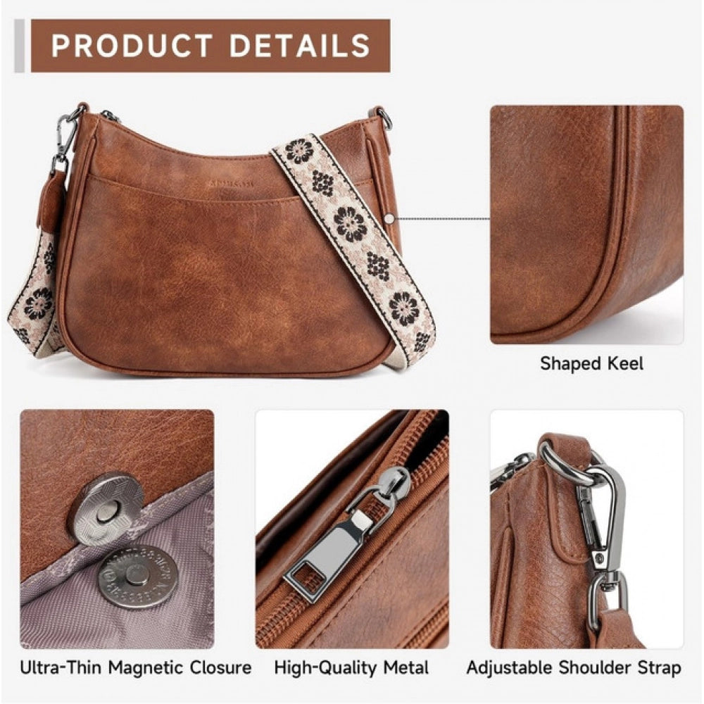 Attractive Women's PU Leather Zipper Sling Bag