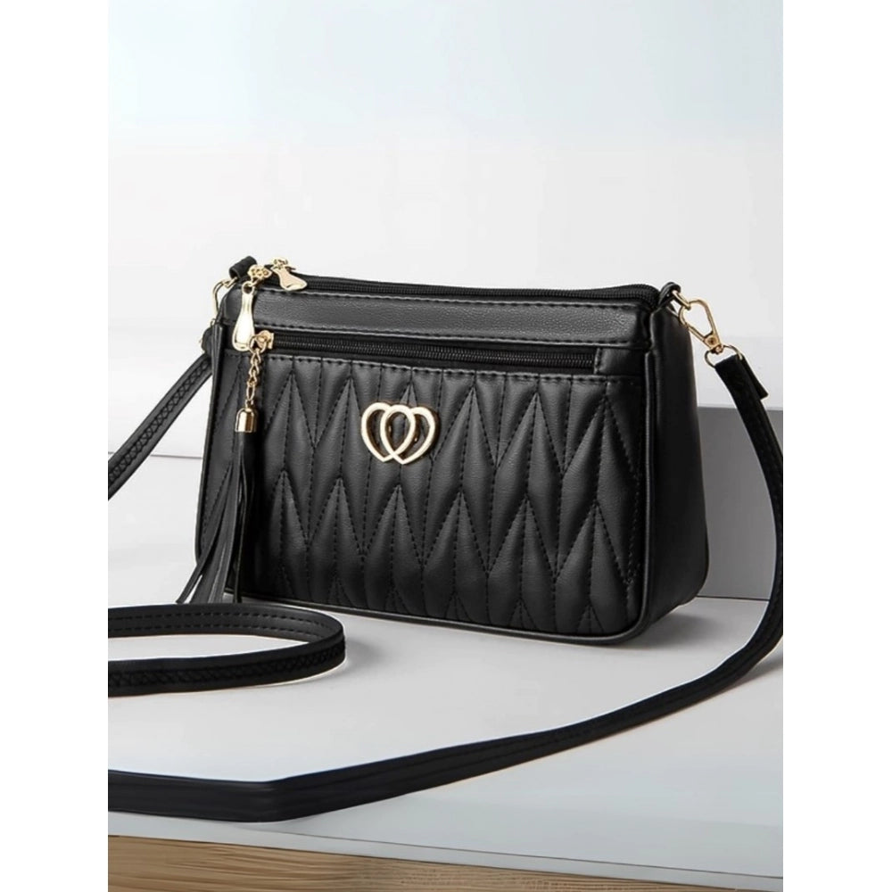 Classy Women's PU Leather Zipper Sling Bag