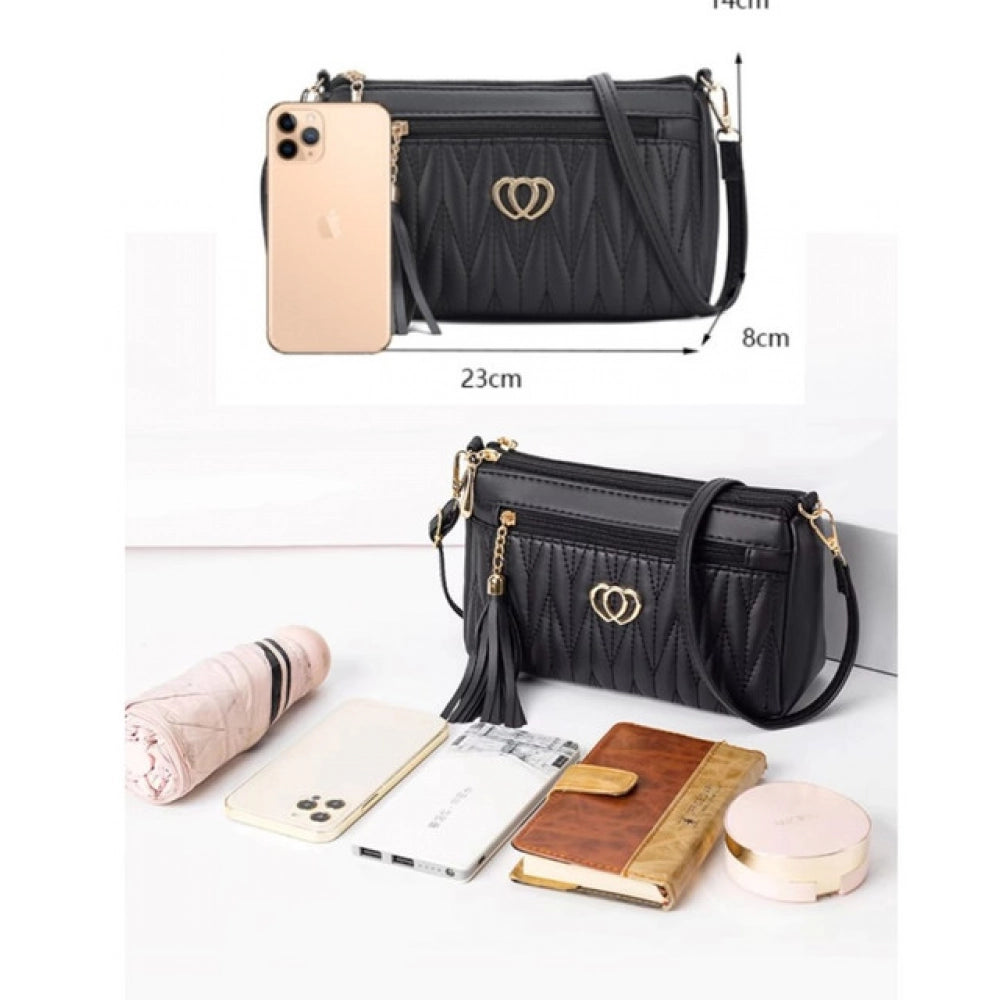 Classy Women's PU Leather Zipper Sling Bag