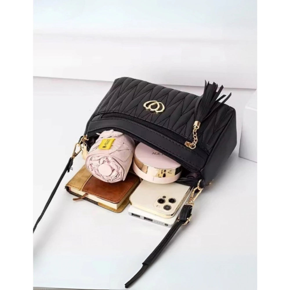 Classy Women's PU Leather Zipper Sling Bag