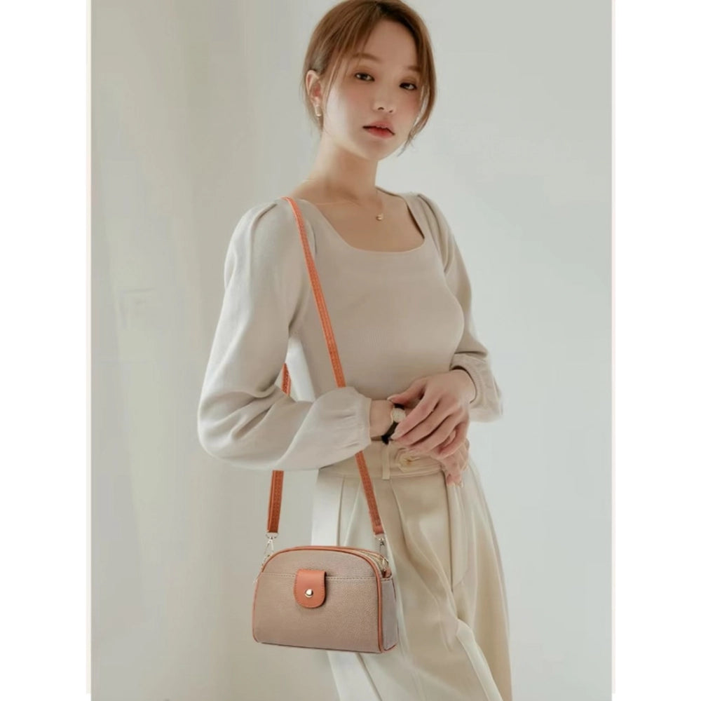 Classy Women's PU Leather Zipper Sling Bag