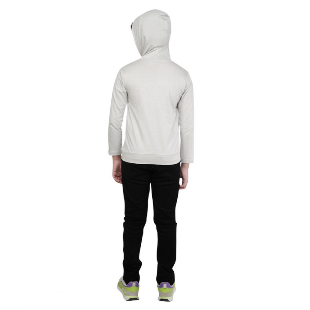 Attractive Boy's Cotton Printed Hooded Neck Hoodies (Grey )
