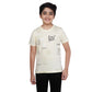 Designer Boy's Cotton Grapic Printed Round Neck T-Shirt (Beige )