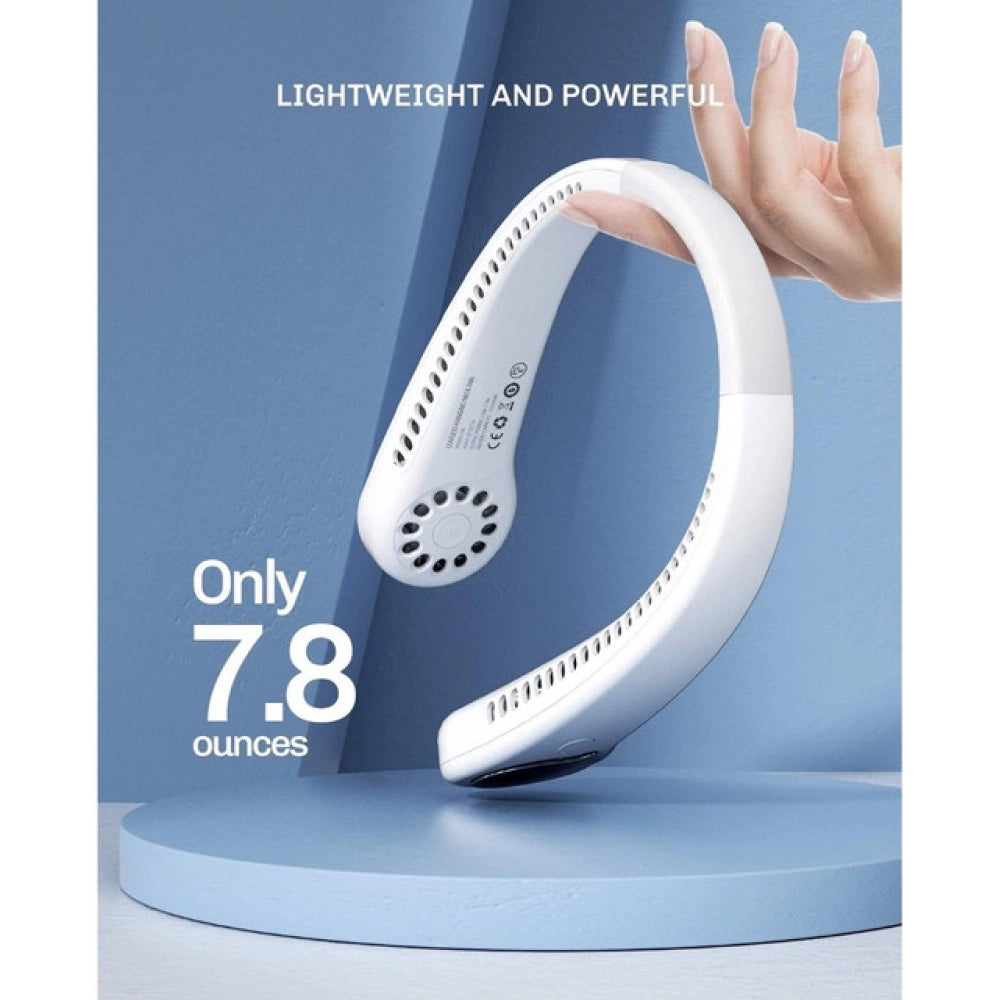 Plastic USB Rechargeable Wearable Neck Fan