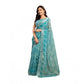 Attractive Women's Faux Linen Printed Ready-to-Wear Saree With Blouse Piece (Aqua Blue)