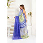 Attractive Women's Faux Linen Printed Ready-to-Wear Saree With Blouse Piece (Blue)
