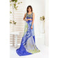Attractive Women's Faux Linen Printed Ready-to-Wear Saree With Blouse Piece (Blue)