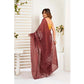 Attractive Women's Faux Linen Printed Ready-to-Wear Saree With Blouse Piece (Brown)