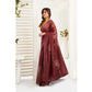 Attractive Women's Faux Linen Printed Ready-to-Wear Saree With Blouse Piece (Brown)