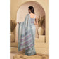 Attractive Women's Faux Linen Printed Ready-to-Wear Saree With Blouse Piece (Grey)
