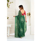 Attractive Women's Faux Linen Printed Ready-to-Wear Saree With Blouse Piece (Dark Green)