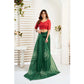 Attractive Women's Faux Linen Printed Ready-to-Wear Saree With Blouse Piece (Dark Green)