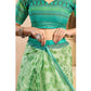 Attractive Women's Faux Linen Printed Ready-to-Wear Saree With Blouse Piece (Light Green)