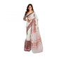 Attractive Women's Faux Linen Printed Ready-to-Wear Saree With Blouse Piece (White)