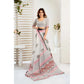Attractive Women's Faux Linen Printed Ready-to-Wear Saree With Blouse Piece (White)