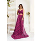 Designer Women's Faux Linen Printed Ready-to-Wear Saree With Blouse Piece (Magenta)