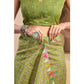 Designer Women's Faux Linen Printed Ready-to-Wear Saree With Blouse Piece (Olive)