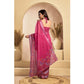 Designer Women's Faux Linen Printed Ready-to-Wear Saree With Blouse Piece (Pink)