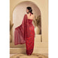Designer Women's Faux Linen Printed Ready-to-Wear Saree With Blouse Piece (Red)