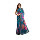Designer Women's Faux Linen Printed Ready-to-Wear Saree With Blouse Piece (Teal)