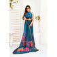 Designer Women's Faux Linen Printed Ready-to-Wear Saree With Blouse Piece (Teal)
