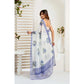 Designer Women's Faux Linen Printed Ready-to-Wear Saree With Blouse Piece (White)