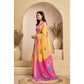 Designer Women's Faux Linen Printed Ready-to-Wear Saree With Blouse Piece (Yellow)
