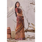 Stunning Women's Faux Linen Printed Saree With Blouse Piece