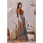 Stunning Women's Faux Linen Printed Saree With Blouse Piece