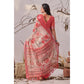 Stunning Women's Faux Linen Printed Saree With Blouse Piece