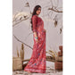 Stunning Women's Faux Linen Printed Saree With Blouse Piece