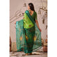 Stunning Women's Faux Linen Printed Saree With Blouse Piece