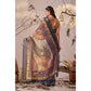 Beautiful Women's Faux Linen Printed Saree With Blouse Piece
