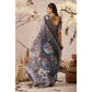 Beautiful Women's Faux Linen Printed Saree With Blouse Piece