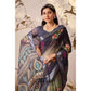 Beautiful Women's Faux Linen Printed Saree With Blouse Piece