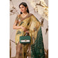 Beautiful Women's Faux Linen Printed Saree With Blouse Piece