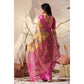 Beautiful Women's Faux Linen Printed Saree With Blouse Piece