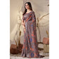 Beautiful Women's Faux Linen Printed Saree With Blouse Piece