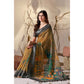 Beautiful Women's Faux Linen Printed Saree With Blouse Piece